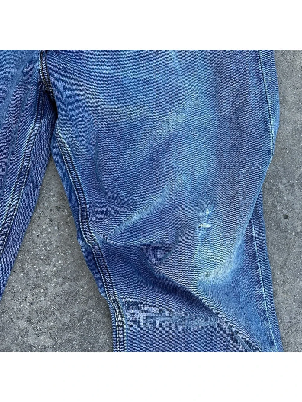 Levis 550 Denim Blue Jens Light Wash Thigh Fade Button Zip Distressed 38Wx36L